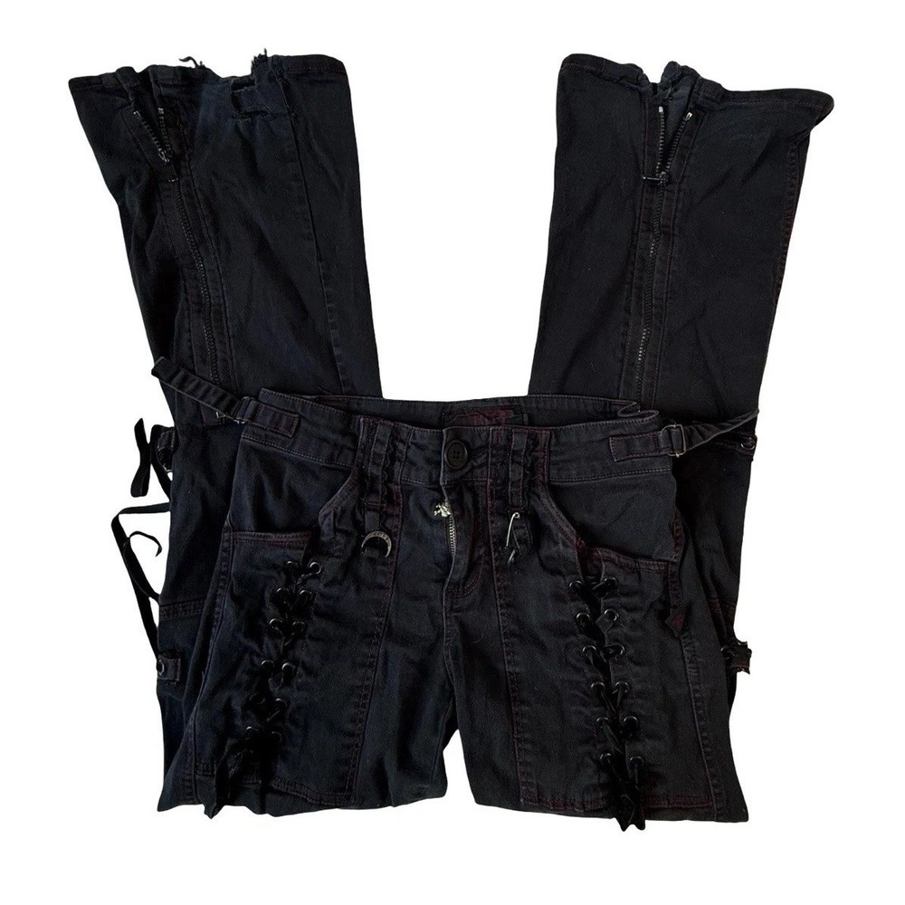 Vintage Y2K Tripp NYC Daang Goodman sz 5 lace velvet black chains goth Zippers